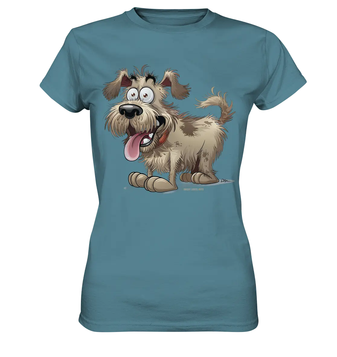 Shaggy Dog Surprise – Ausdrucksstarke & fröhliche Hundeillustration - Ladies Premium Shirt Bright Lights Arts