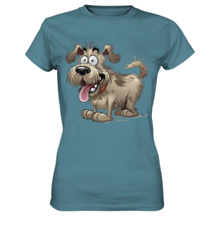 Shaggy Dog Surprise – Ausdrucksstarke & fröhliche Hundeillustration - Ladies Premium Shirt Bright Lights Arts