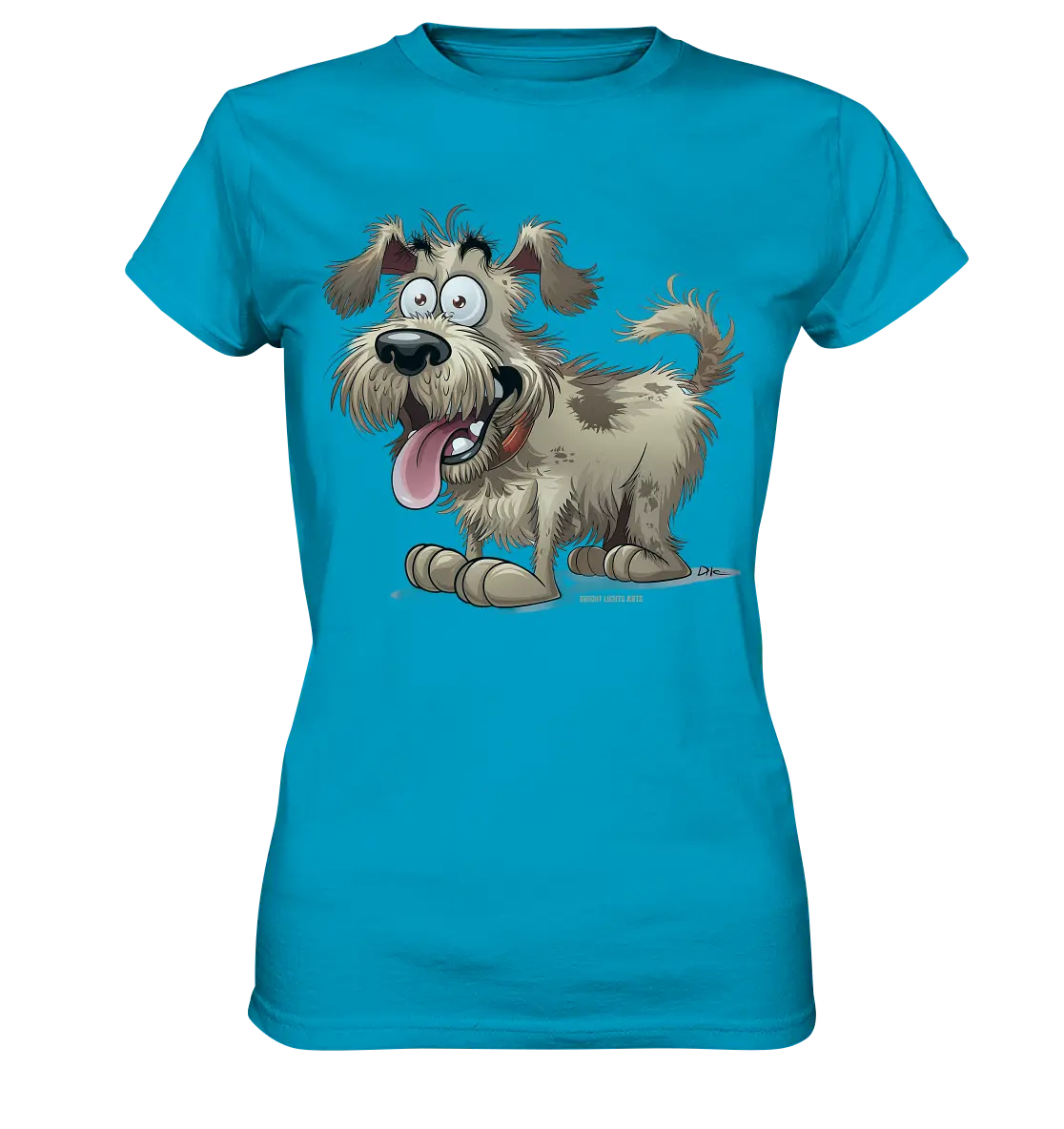 Shaggy Dog Surprise – Ausdrucksstarke & fröhliche Hundeillustration - Ladies Premium Shirt Bright Lights Arts