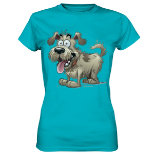 Shaggy Dog Surprise – Ausdrucksstarke & fröhliche Hundeillustration - Ladies Premium Shirt Bright Lights Arts