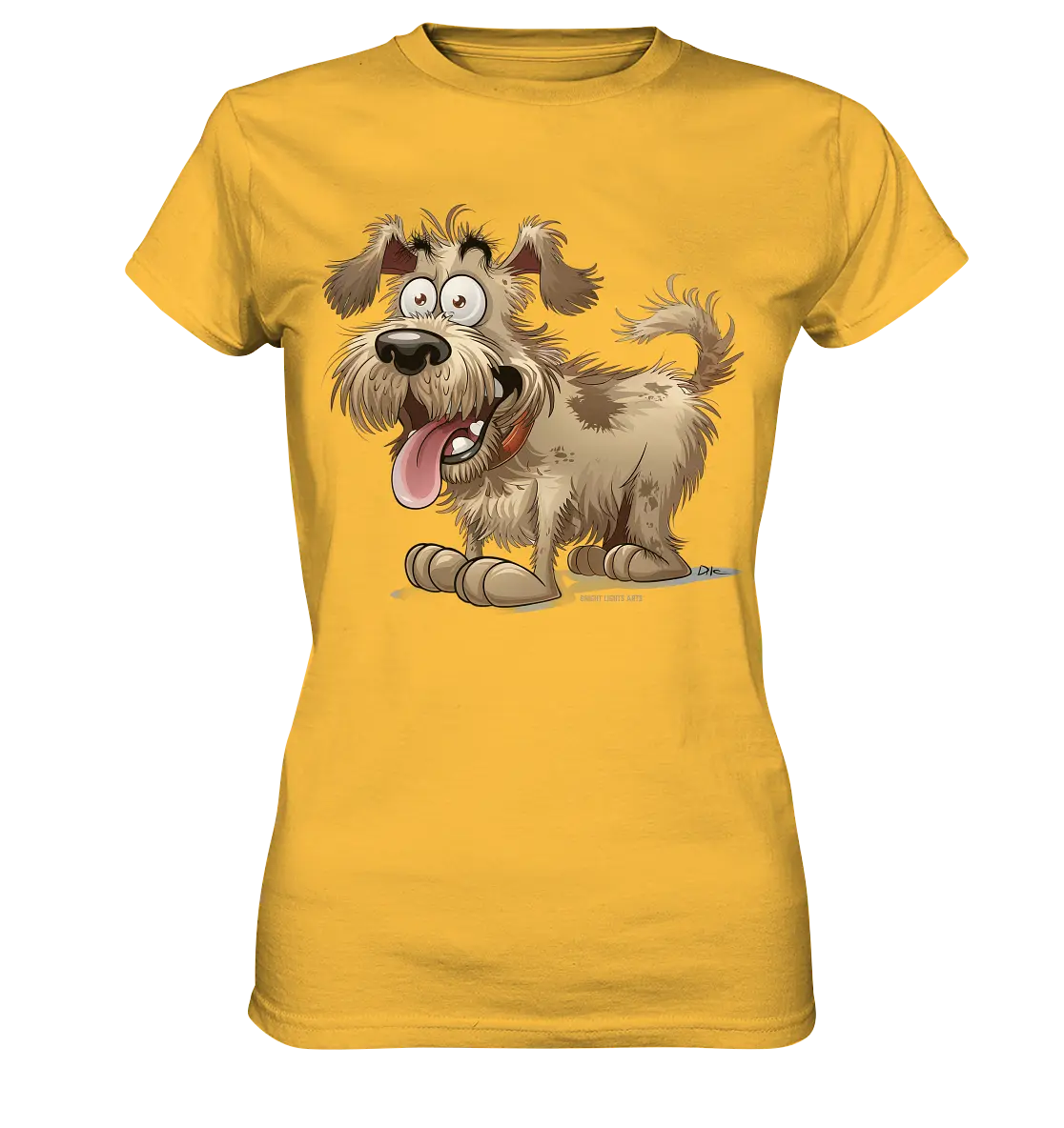 Shaggy Dog Surprise – Ausdrucksstarke & fröhliche Hundeillustration - Ladies Premium Shirt Bright Lights Arts