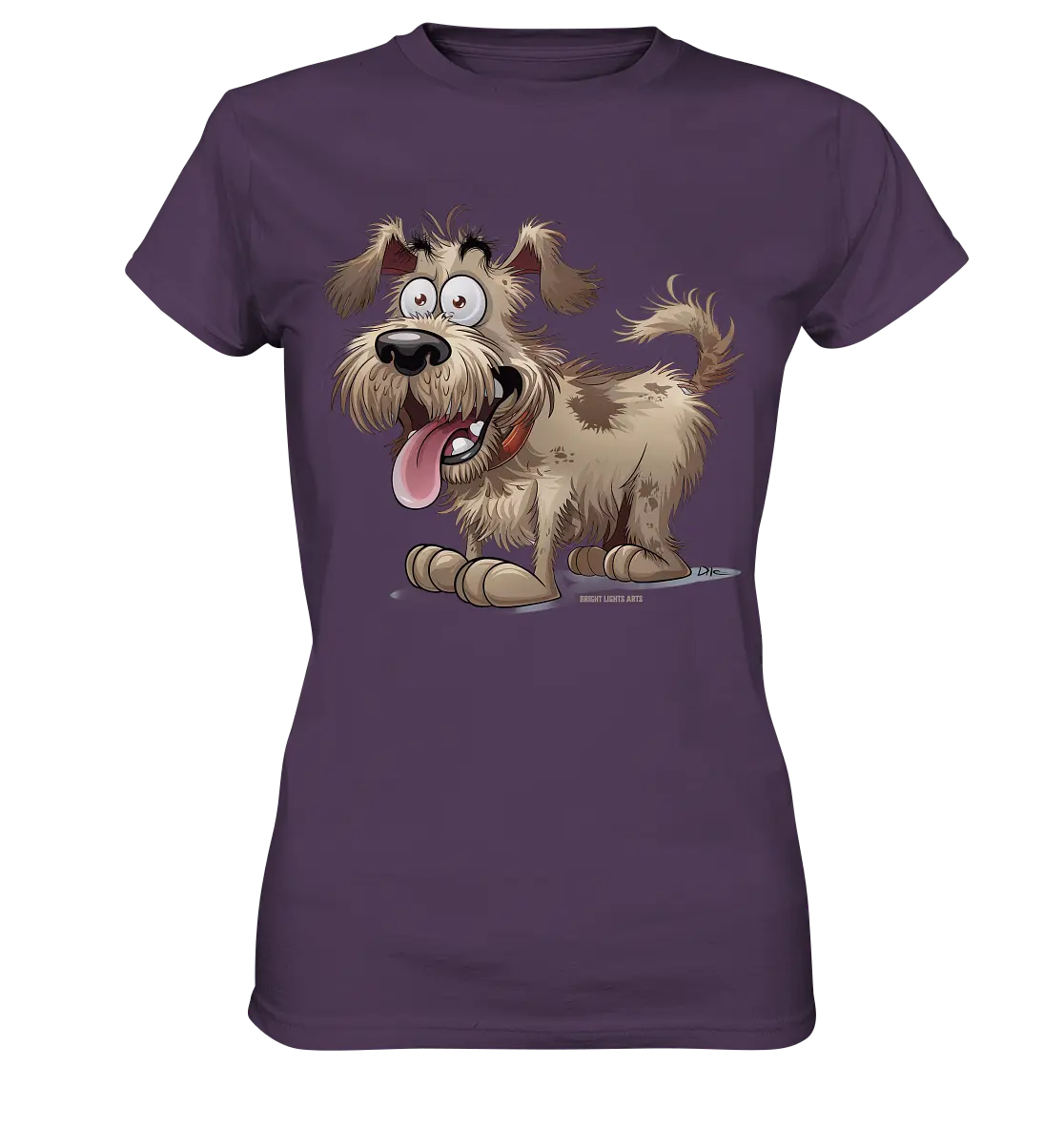 Shaggy Dog Surprise – Ausdrucksstarke & fröhliche Hundeillustration - Ladies Premium Shirt Bright Lights Arts