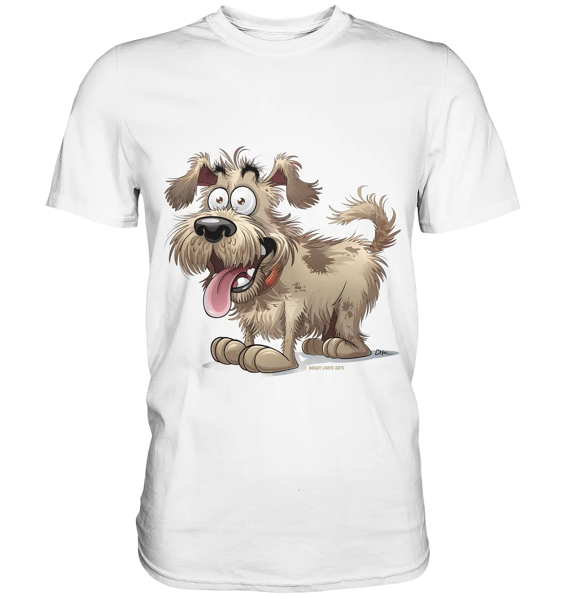 Shaggy Dog Surprise – Ausdrucksstarke & fröhliche Hundeillustration - Premium Shirt Bright Lights Arts