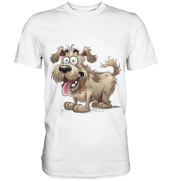 Shaggy Dog Surprise – Ausdrucksstarke & fröhliche Hundeillustration - Premium Shirt Bright Lights Arts