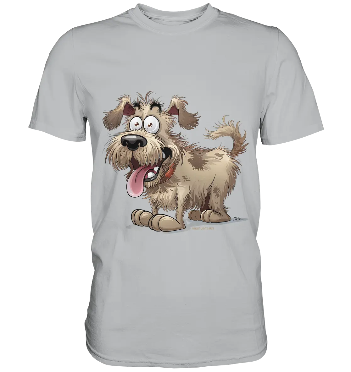 Shaggy Dog Surprise – Ausdrucksstarke & fröhliche Hundeillustration - Premium Shirt Bright Lights Arts