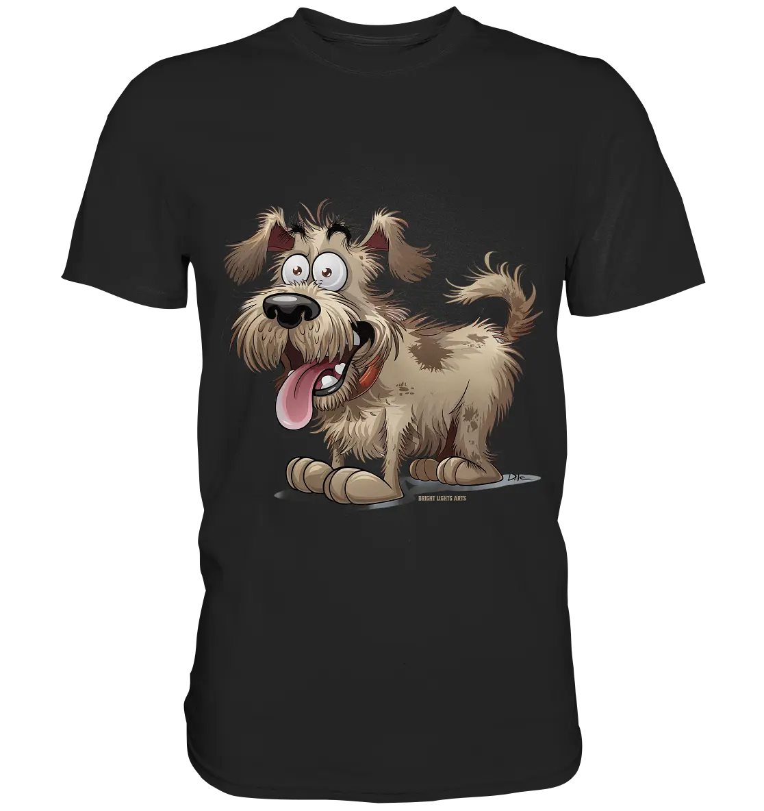 Shaggy Dog Surprise – Ausdrucksstarke & fröhliche Hundeillustration - Premium Shirt Bright Lights Arts