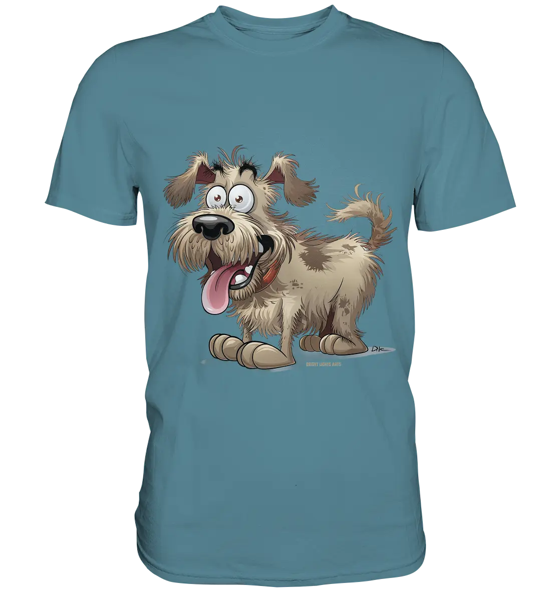 Shaggy Dog Surprise – Ausdrucksstarke & fröhliche Hundeillustration - Premium Shirt Bright Lights Arts