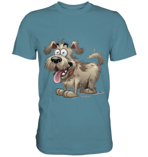 Shaggy Dog Surprise – Ausdrucksstarke & fröhliche Hundeillustration - Premium Shirt Bright Lights Arts