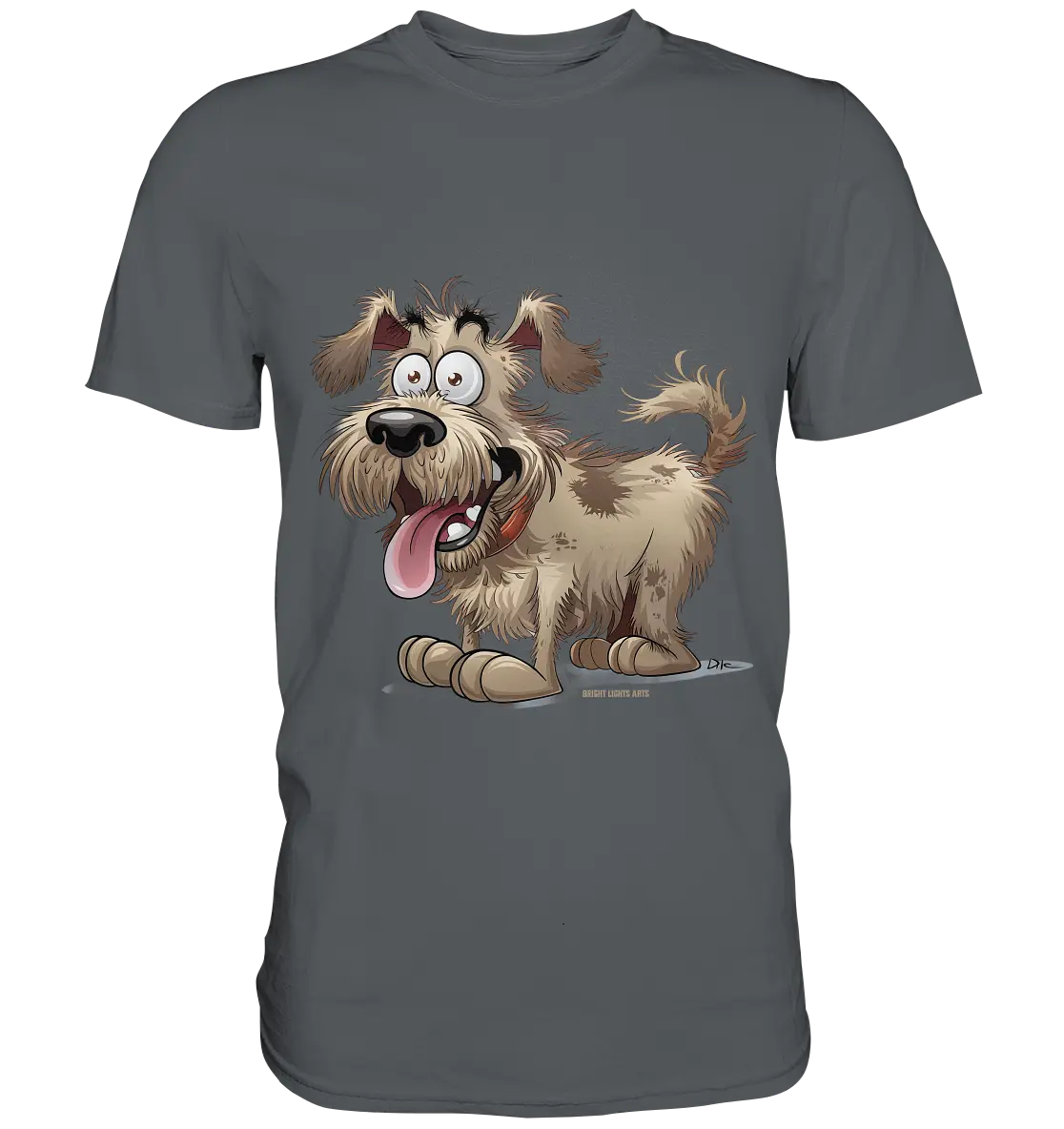 Shaggy Dog Surprise – Ausdrucksstarke & fröhliche Hundeillustration - Premium Shirt Bright Lights Arts