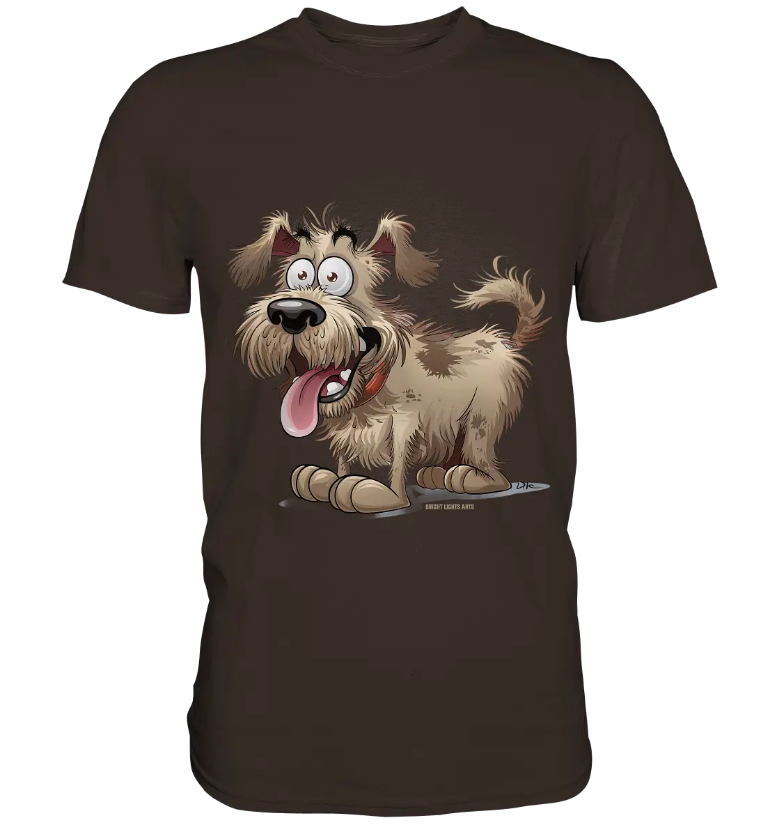 Shaggy Dog Surprise – Ausdrucksstarke & fröhliche Hundeillustration - Premium Shirt Bright Lights Arts