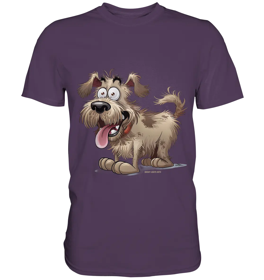 Shaggy Dog Surprise – Ausdrucksstarke & fröhliche Hundeillustration - Premium Shirt Bright Lights Arts