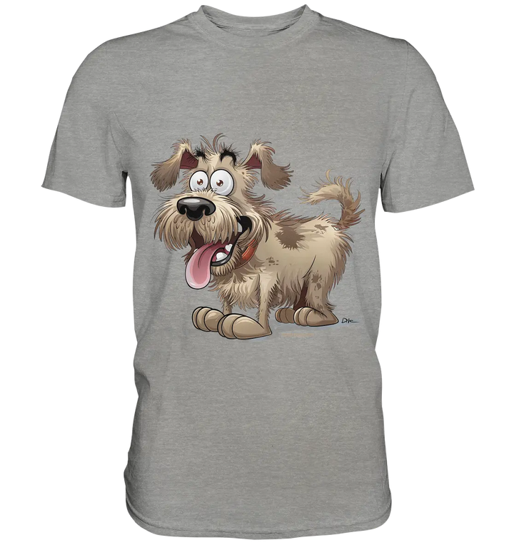 Shaggy Dog Surprise – Ausdrucksstarke & fröhliche Hundeillustration - Premium Shirt Bright Lights Arts