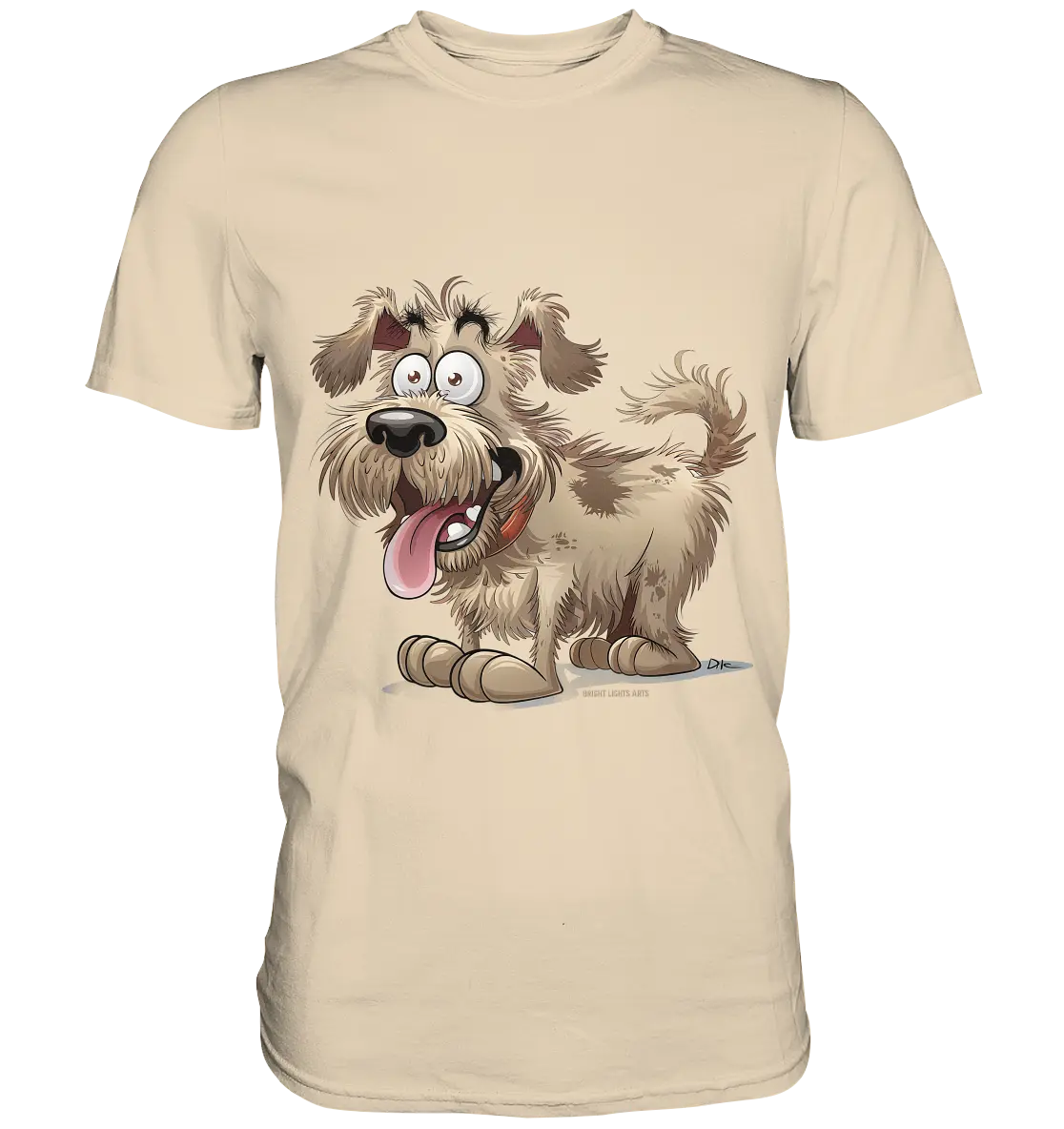 Shaggy Dog Surprise – Ausdrucksstarke & fröhliche Hundeillustration - Premium Shirt Bright Lights Arts