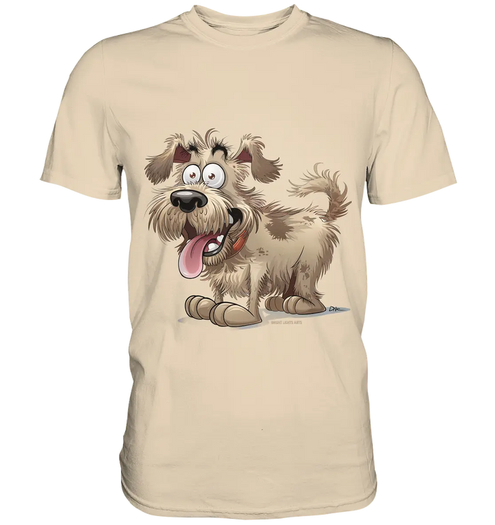 Shaggy Dog Surprise – Ausdrucksstarke & fröhliche Hundeillustration - Premium Shirt Bright Lights Arts