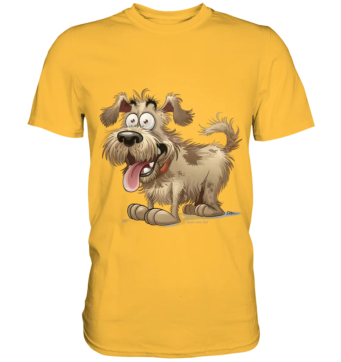 Shaggy Dog Surprise – Ausdrucksstarke & fröhliche Hundeillustration - Premium Shirt Bright Lights Arts