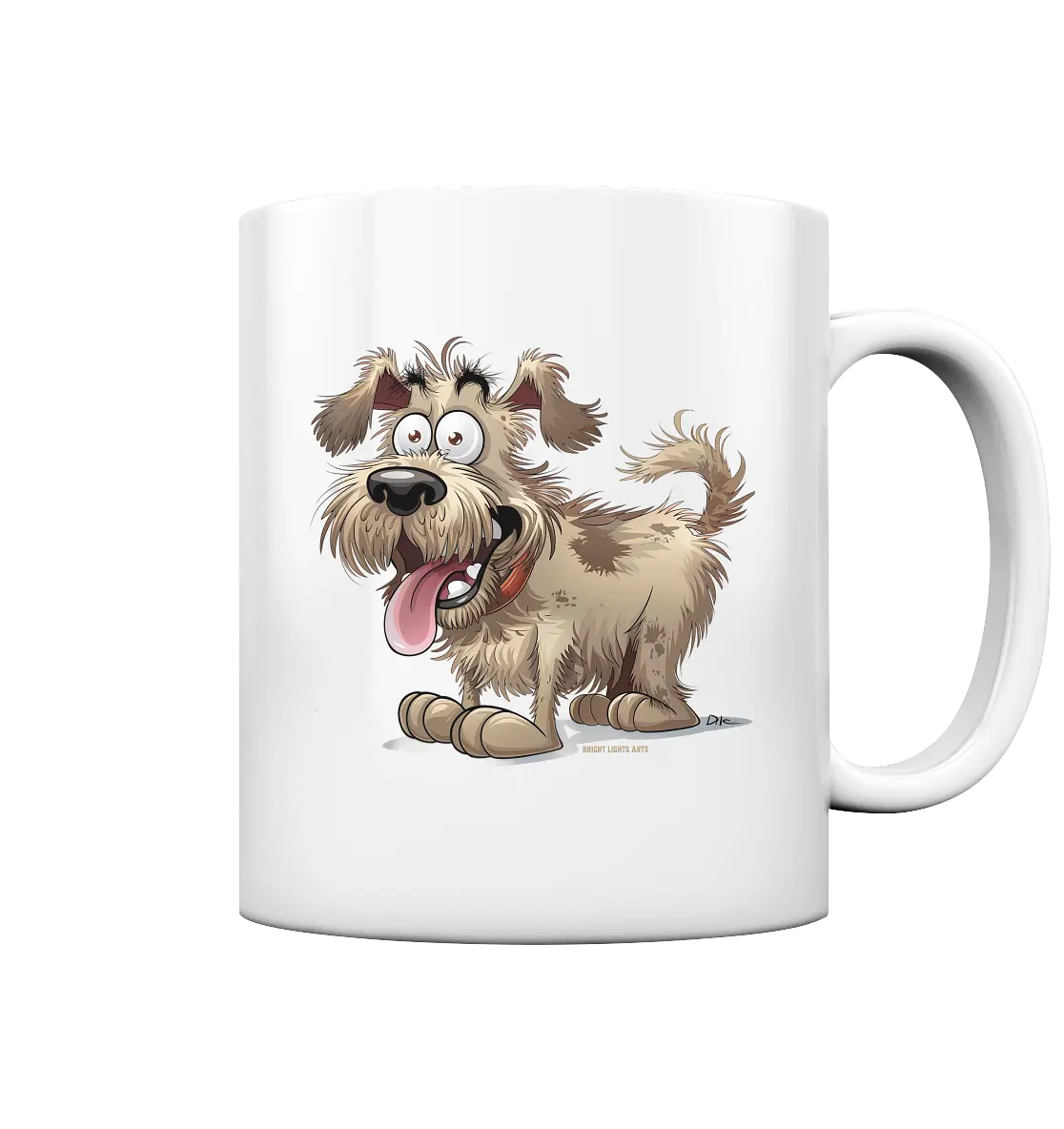 Shaggy Dog Surprise – Ausdrucksstarke & fröhliche Hundeillustration - Tasse glossy Bright Lights Arts