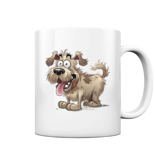 Shaggy Dog Surprise – Ausdrucksstarke & fröhliche Hundeillustration - Tasse glossy Bright Lights Arts