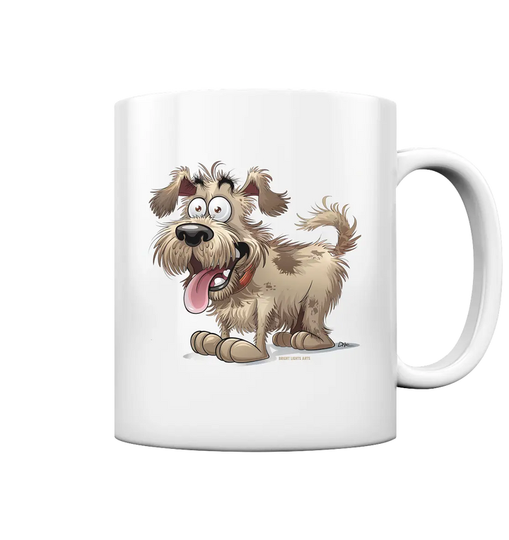 Shaggy Dog Surprise – Ausdrucksstarke & fröhliche Hundeillustration - Tasse glossy Bright Lights Arts