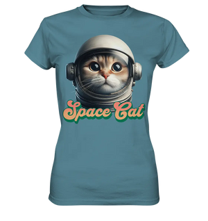 Space Cat Mission - Ladies Premium Shirt Bright Lights Arts