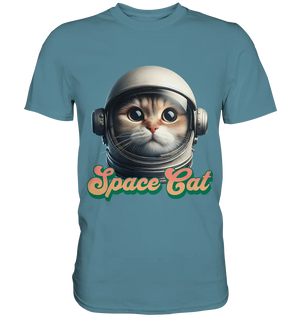 Space Cat Mission - Premium Shirt Bright Lights Arts