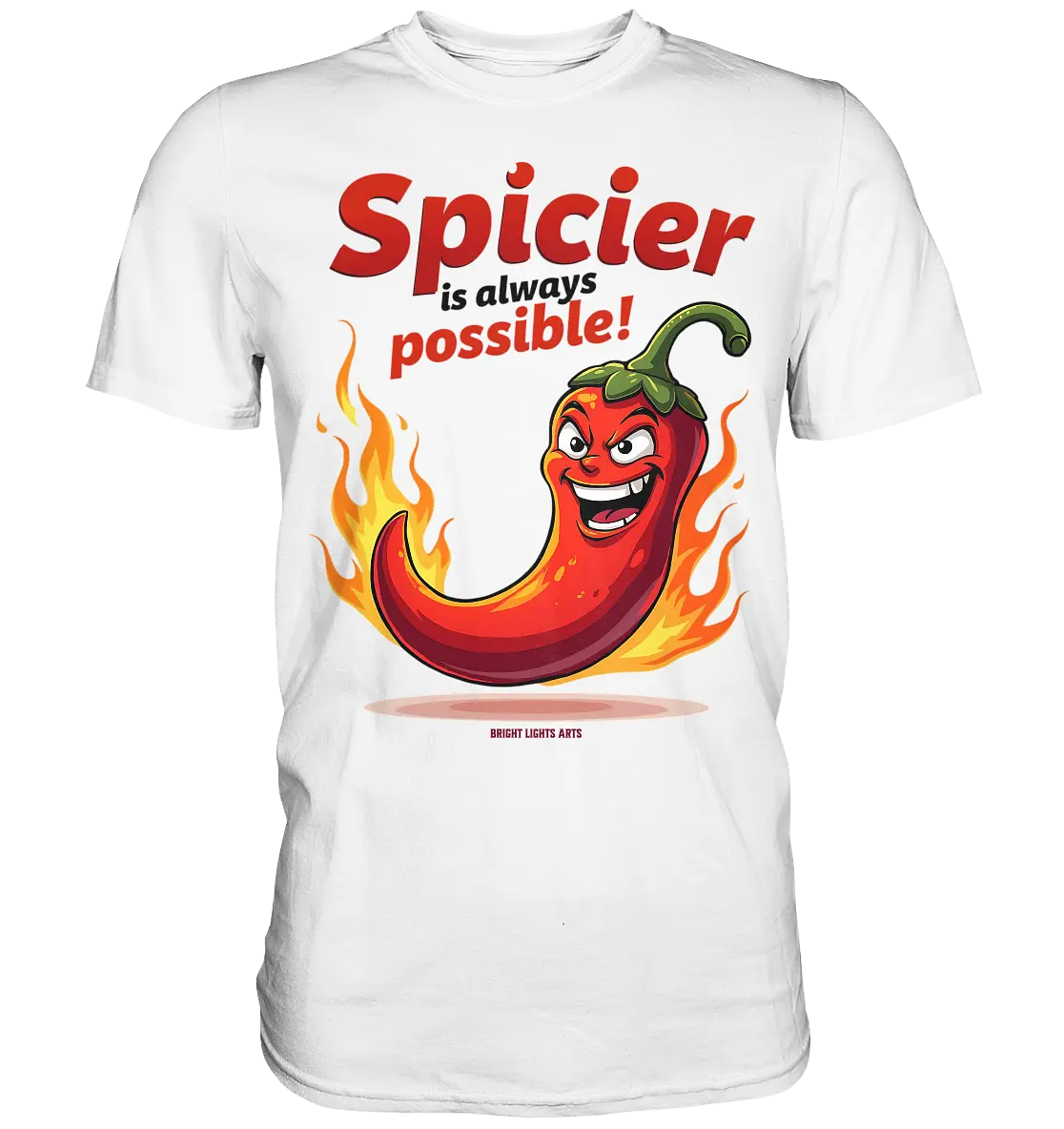 Spicier Is Always Possible – Cartoon Chili - Premium Shirt Bright Lights Arts