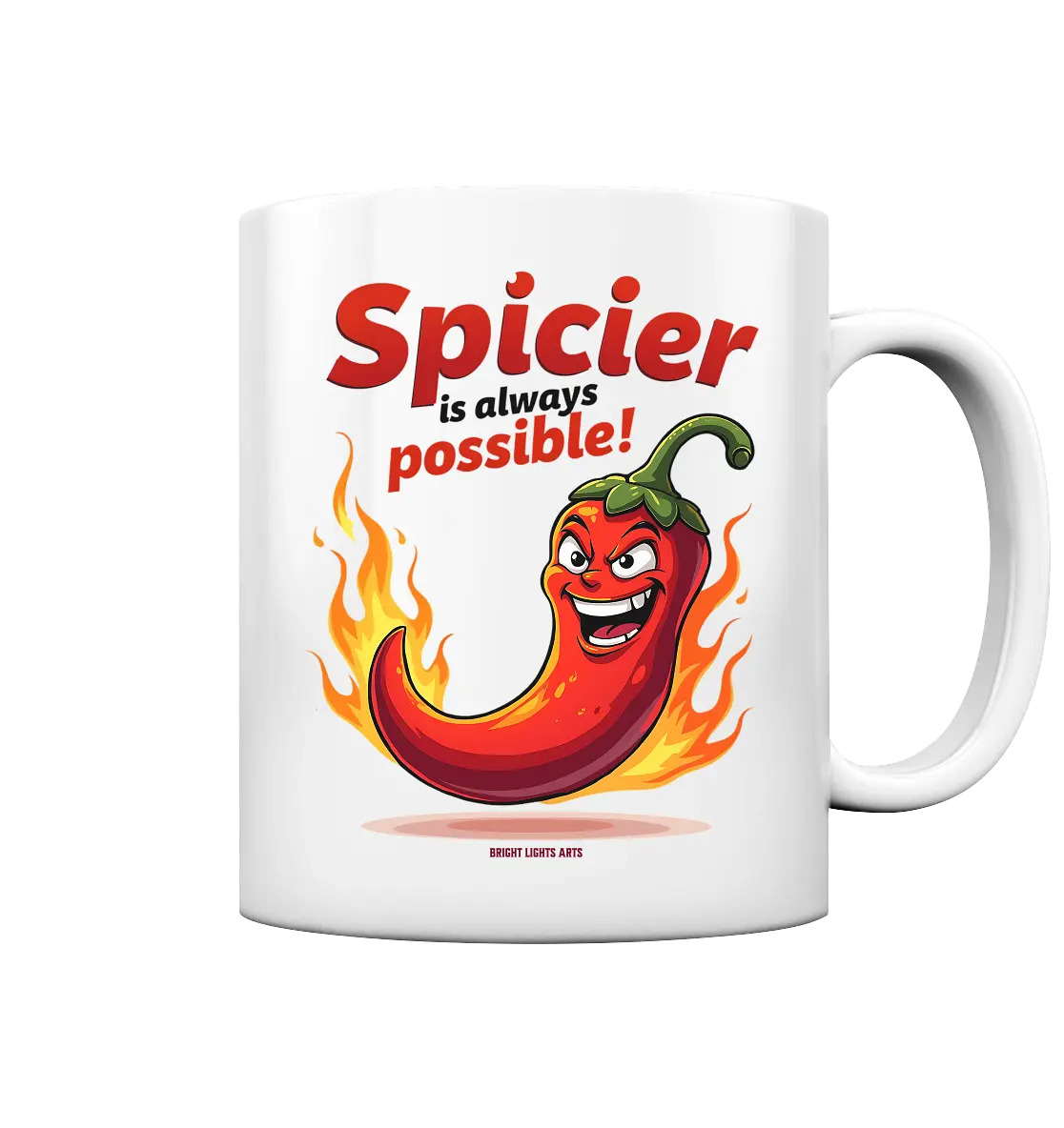 Spicier Is Always Possible – Cartoon Chili - Tasse glossy Bright Lights Arts