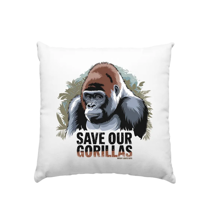 Starker Gorilla – Für den Schutz der Natur - Kissen 40x40cm Bright Lights Arts