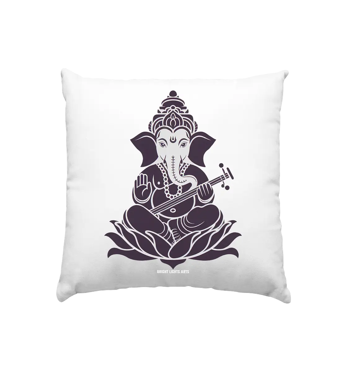 Stilisierte Ganesha-Meditation – Göttliche Harmonie - Kissen 40x40cm Bright Lights Arts