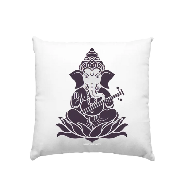 Stilisierte Ganesha-Meditation – Göttliche Harmonie - Kissen 40x40cm Bright Lights Arts