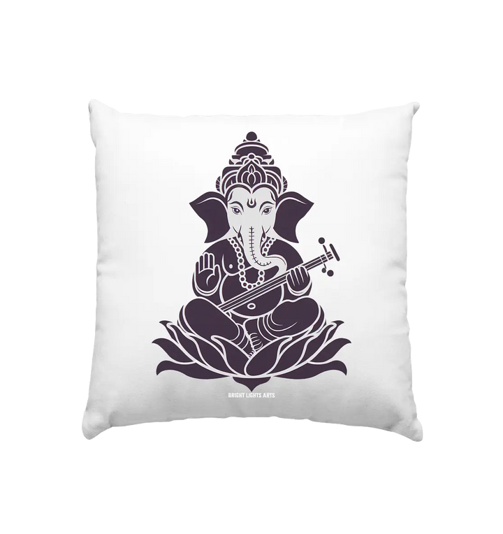 Stilisierte Ganesha-Meditation – Göttliche Harmonie - Kissen 40x40cm Bright Lights Arts