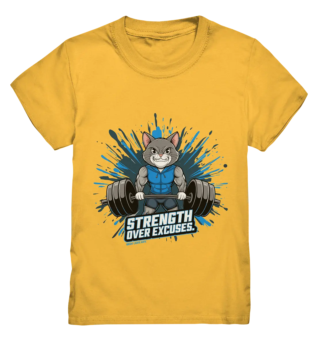 Strength Over Excuses - Fitness & Katzenpower - Kids Premium Shirt Bright Lights Arts