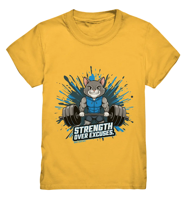 Strength Over Excuses - Fitness & Katzenpower - Kids Premium Shirt Bright Lights Arts