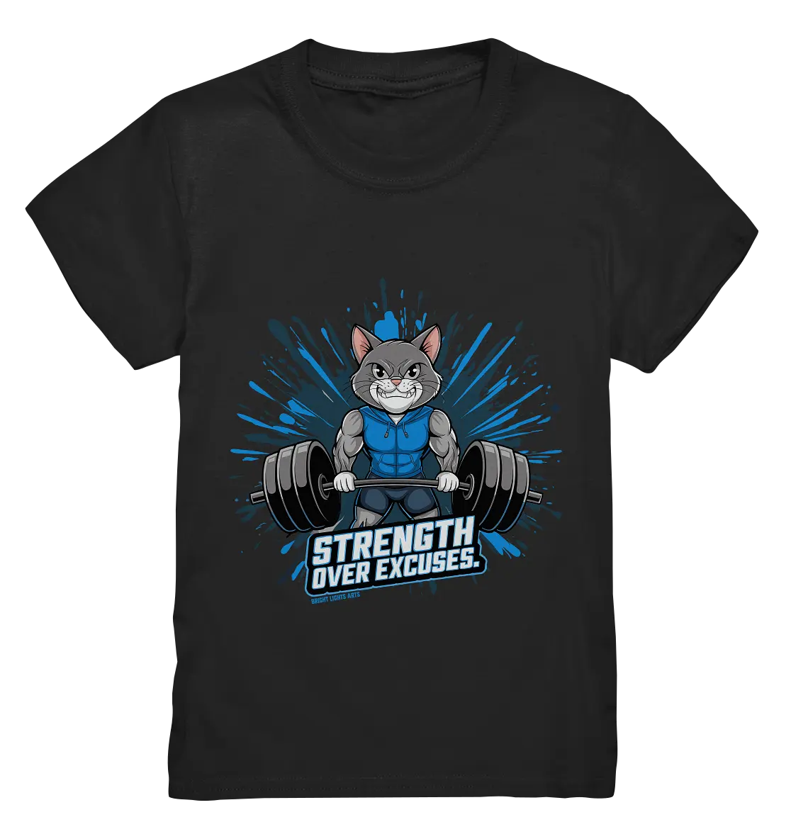Strength Over Excuses - Fitness & Katzenpower - Kids Premium Shirt Bright Lights Arts