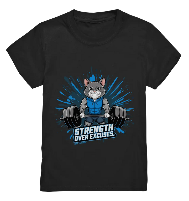Strength Over Excuses - Fitness & Katzenpower - Kids Premium Shirt Bright Lights Arts