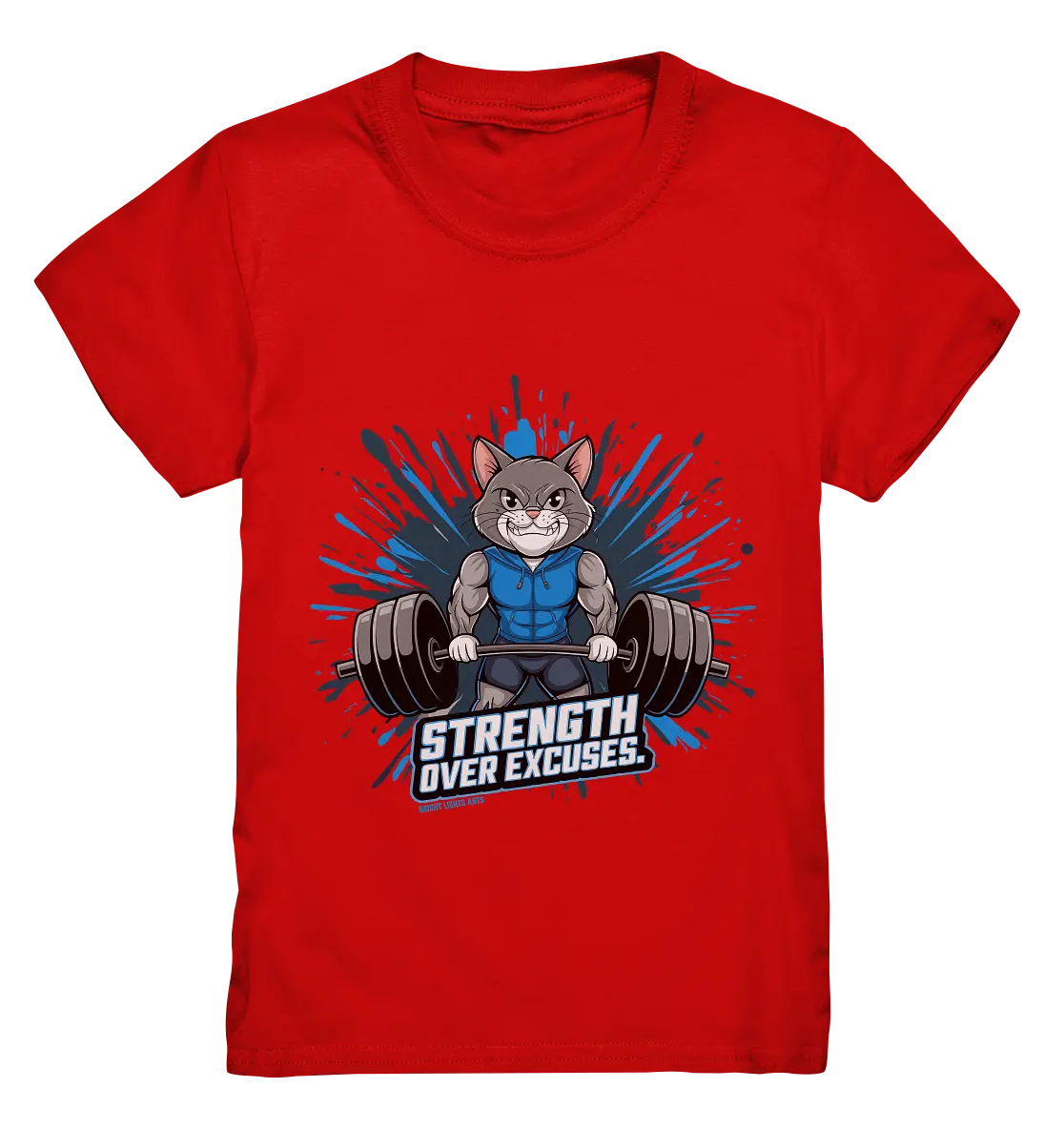 Strength Over Excuses - Fitness & Katzenpower - Kids Premium Shirt Bright Lights Arts