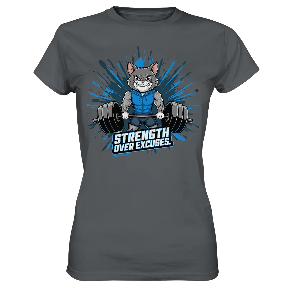 Strength Over Excuses - Fitness & Katzenpower - Ladies Premium Shirt Bright Lights Arts