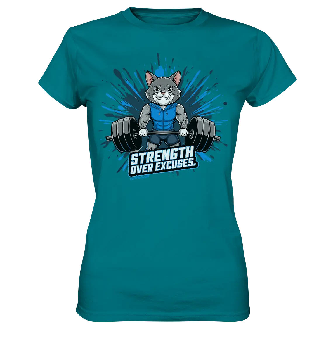 Strength Over Excuses - Fitness & Katzenpower - Ladies Premium Shirt Bright Lights Arts
