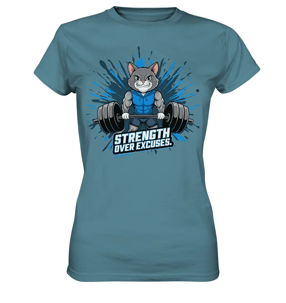 Strength Over Excuses - Fitness & Katzenpower - Ladies Premium Shirt Bright Lights Arts