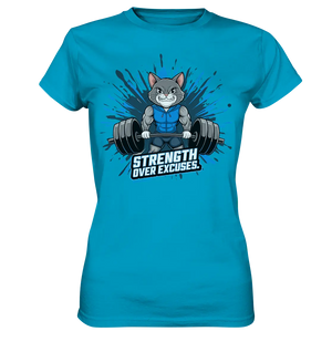 Strength Over Excuses - Fitness & Katzenpower - Ladies Premium Shirt Bright Lights Arts