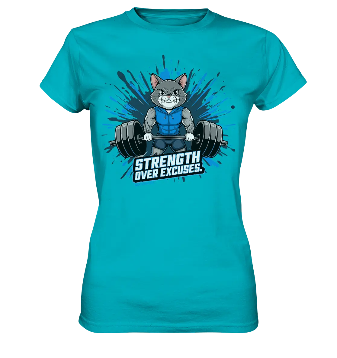 Strength Over Excuses - Fitness & Katzenpower - Ladies Premium Shirt Bright Lights Arts
