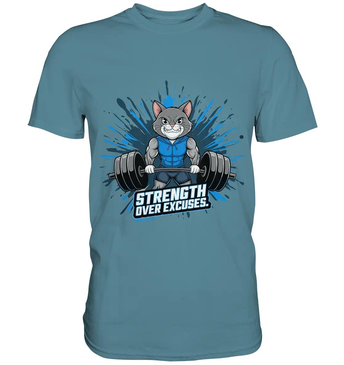 Strength Over Excuses - Fitness & Katzenpower - Premium Shirt Bright Lights Arts