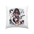 Swinging 60s Gitarristin mit Retro-Vibes - Kissen 40x40cm Bright Lights Arts