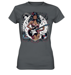 Swinging 60s Gitarristin mit Retro-Vibes - Ladies Premium Shirt Bright Lights Arts