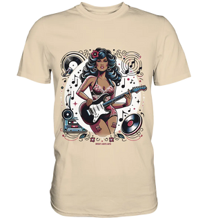 Swinging 60s Gitarristin mit Retro-Vibes - Premium Shirt Bright Lights Arts