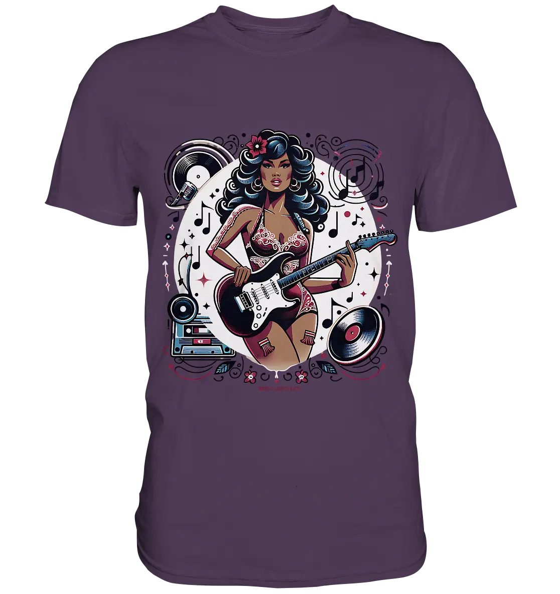 Swinging 60s Gitarristin mit Retro-Vibes - Premium Shirt Bright Lights Arts