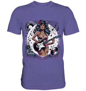 Swinging 60s Gitarristin mit Retro-Vibes - Premium Shirt Bright Lights Arts