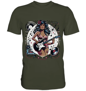 Swinging 60s Gitarristin mit Retro-Vibes - Premium Shirt Bright Lights Arts