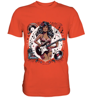 Swinging 60s Gitarristin mit Retro-Vibes - Premium Shirt Bright Lights Arts