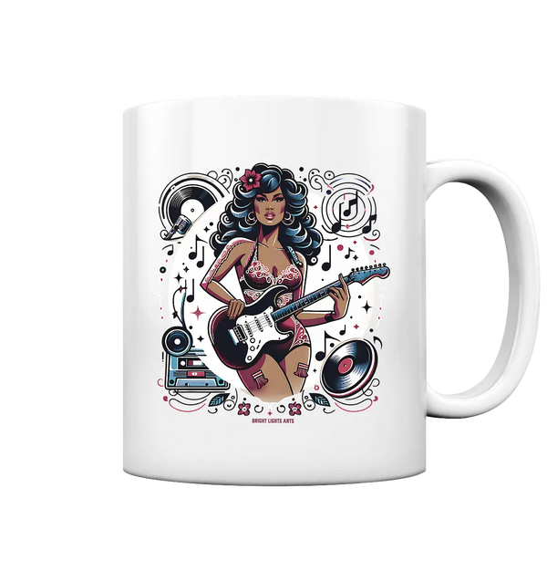 Swinging 60s Gitarristin mit Retro-Vibes - Tasse glossy Bright Lights Arts
