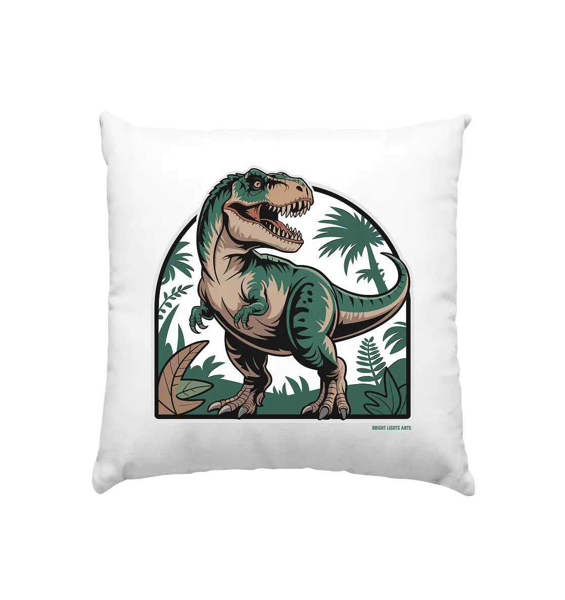 T-Rex in the Jungle - Kissen 40x40cm Bright Lights Arts